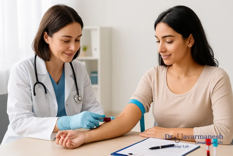 دکتر درحال ازمایش بارداری