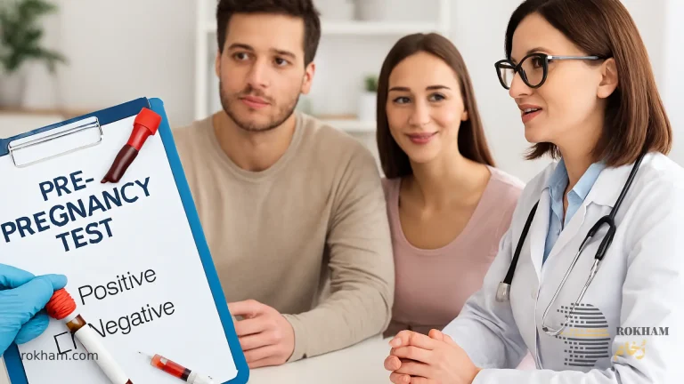 - نمونه‌گیری خون برای آزمایش‌های قبل از بارداری توسط پزشک متخصص